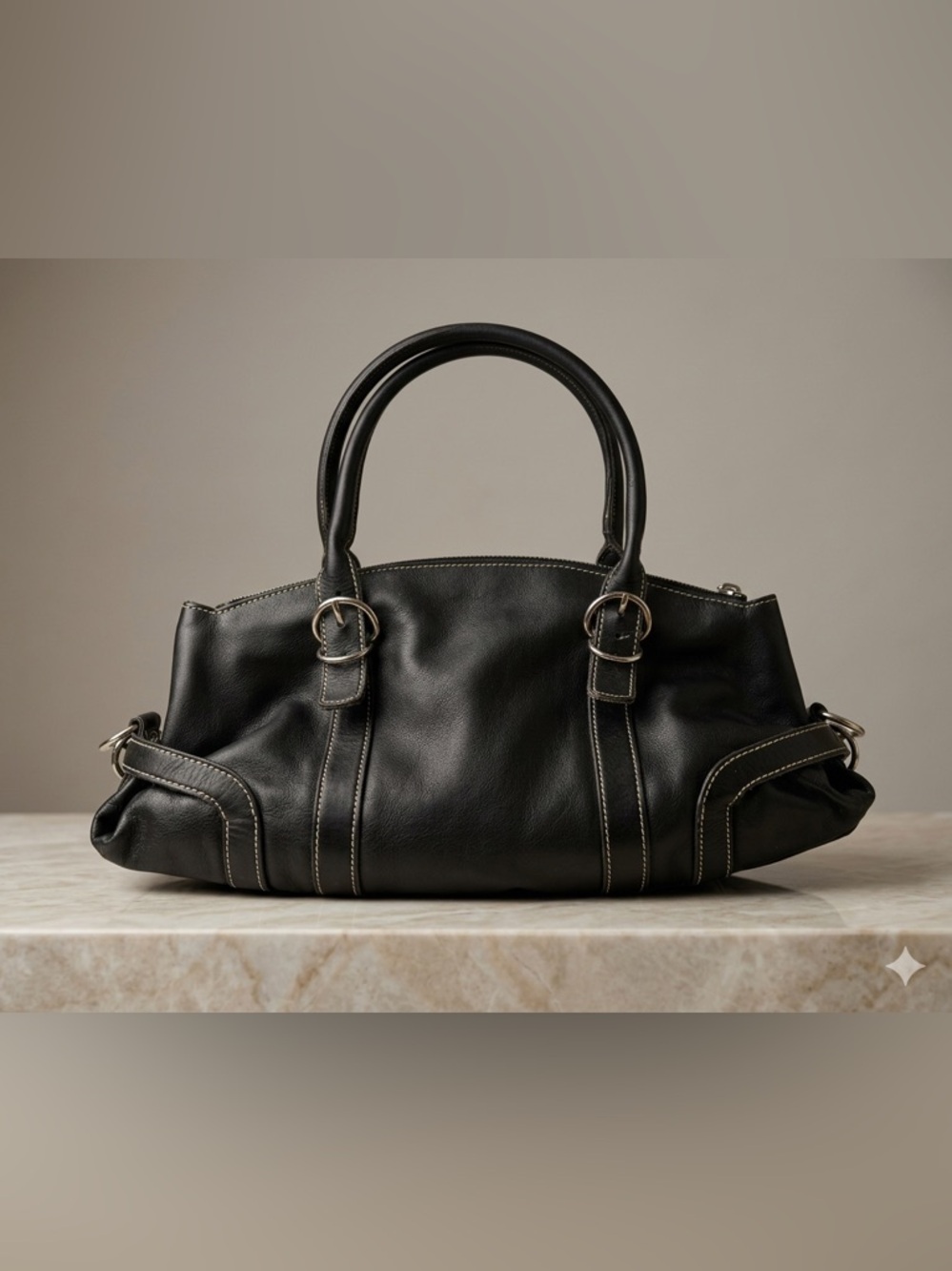 [Prada] Black Leather Medium Satchel Handbag 🖤